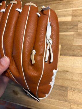 Tan Leather adidas left hand throw baseball glove with White Trim